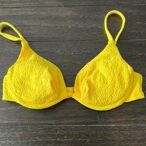 Rebel Beach Bathing Suit Bikini Top Size 36 Bright Yellow
